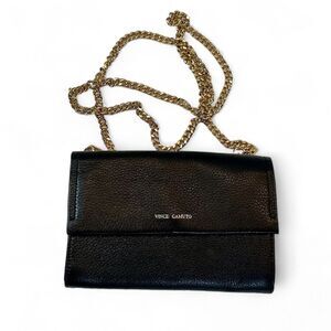 Vince Camuto Zosia Crossbody Bag Black Leather with Gold Women's Handbag EUC